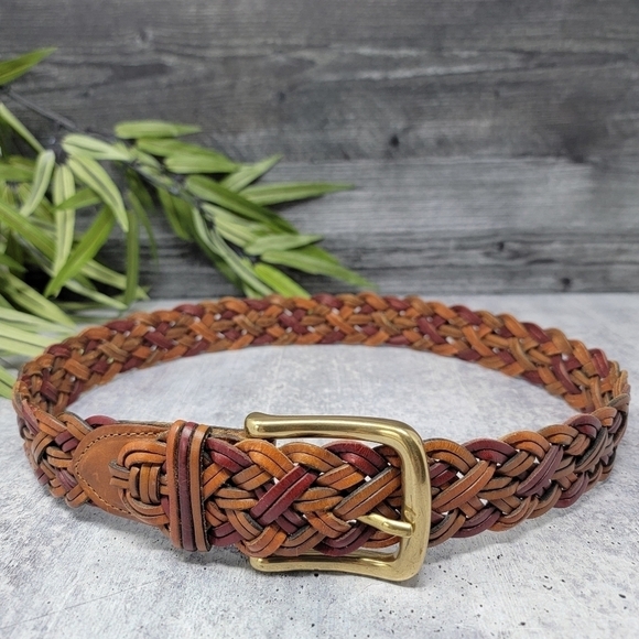 Vintage Lands' End | Shades of Brown Leather Woven Belt - Picture 1 of 6